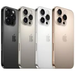 Cztery iPhone'y w różnych kolorach: czarnym, srebrnym, białym i złotym. Czekamy na premierę iPhone 16!