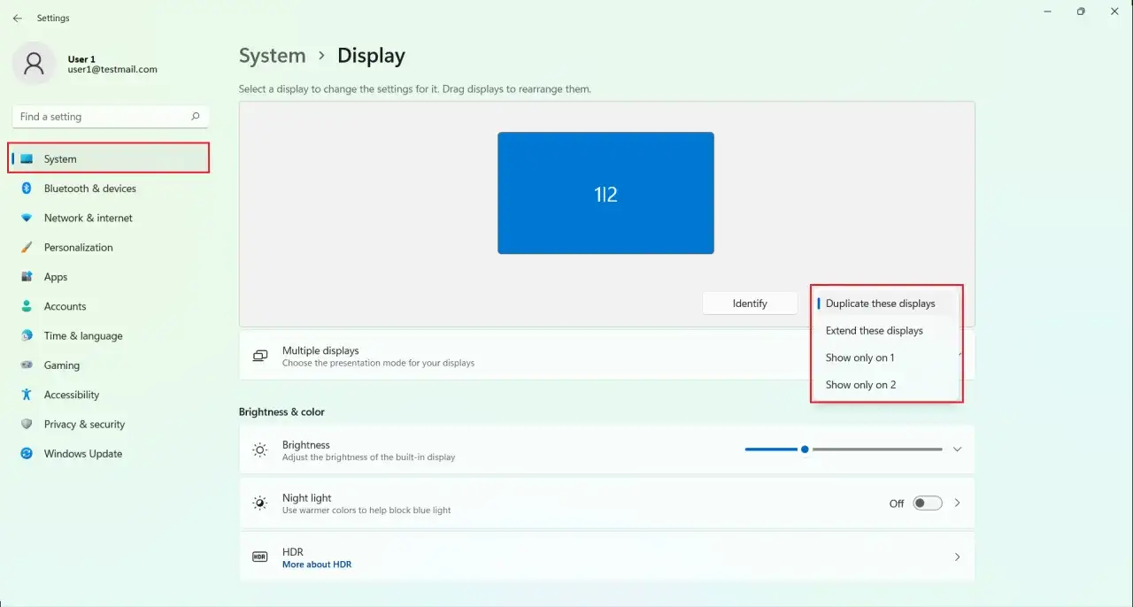ustawienia wyświetlania windows 11 dwa monitory