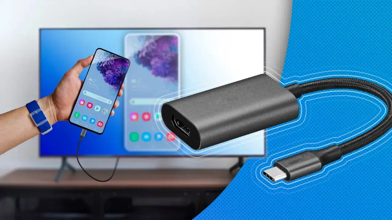 Pokazano, jak połączyć telefon z telewizorem za pomocą adaptera USB-C na HDMI.