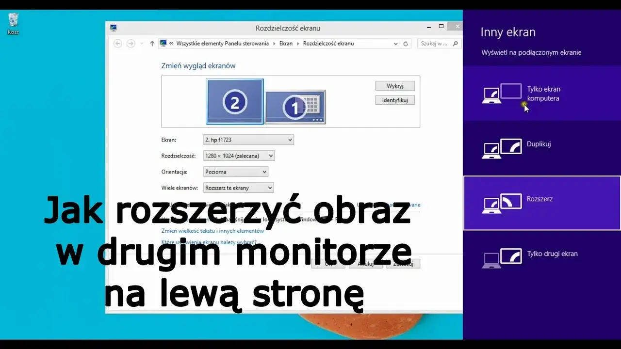 Ustawienia wyświetlania Windows 10 rozszerz ekran duplikuj