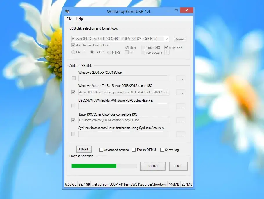 WinSetupFromUSB interfejs programu